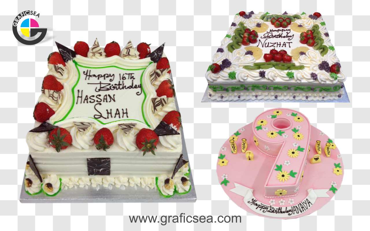 Customized Birthday Cream Cake PNG Images