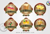 Food Items Pack Luxury Labels Tags CDR Vector