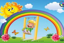 Hot Sun with Rainbow Kids Room Decor Image CDR