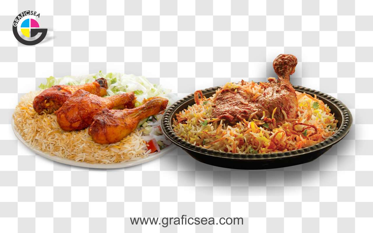 karachi and Lahore Chicken Biryani Plates PNG Image