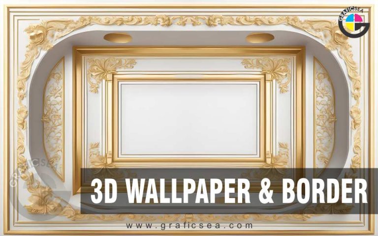 Embossed Golden Floral Wall Decor Frame 3D Image