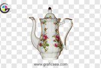 Luxury Floral Art Design Teapot PNG Image