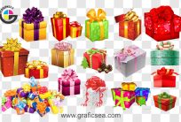 Mega Set of Gift Packs with Creative Ribbons PNG Images