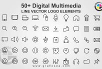 50+ Digital Multimedia Graphics Line Art Logo CDR Vector