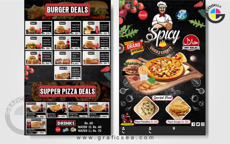 Chicken Fast Food and Pizza Point Menu CDR Design