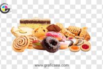 Donuts Cake and Bakery items Set PNG Image