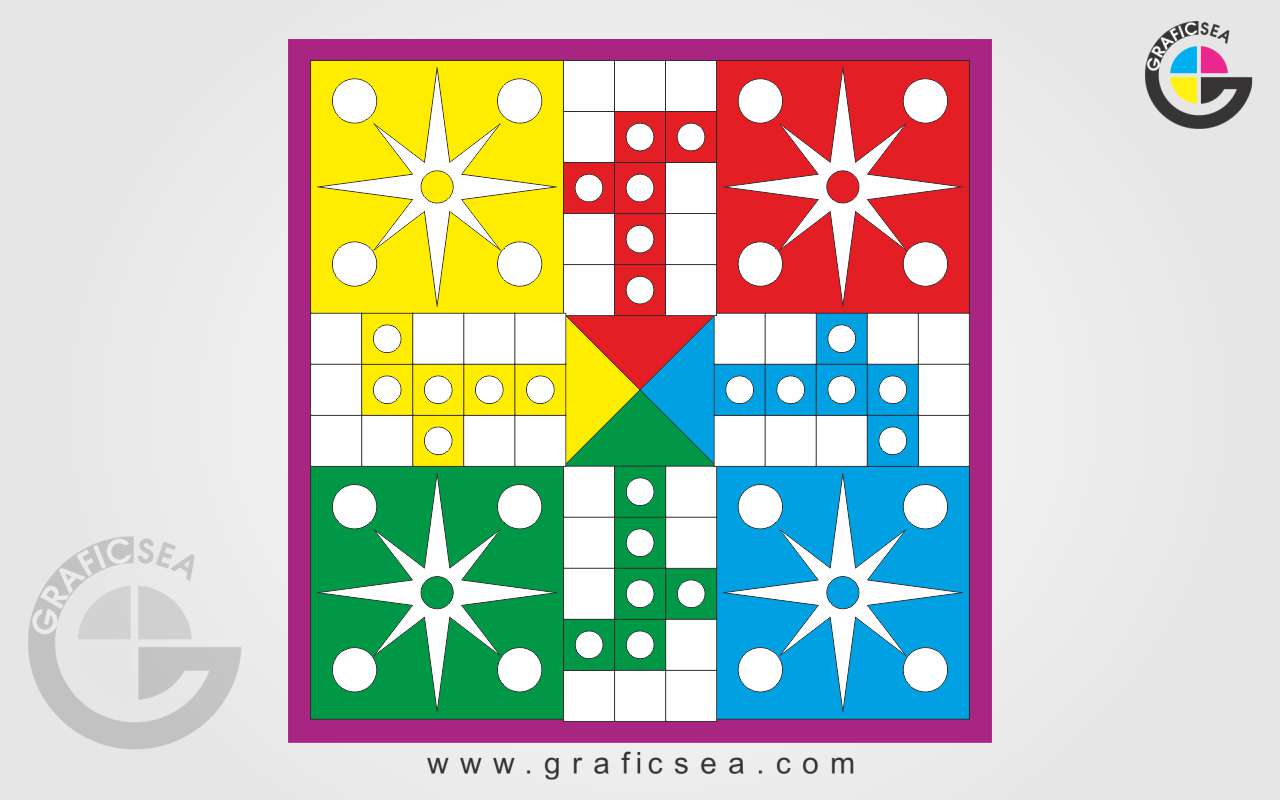 4 Player 4 Color Ludo Game CDR Design