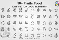 50+ Fruits Food Graphics Line Art Logo CDR Vector