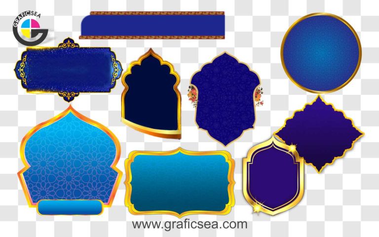 Blue Islamic Poster Decor Elements PNG Images