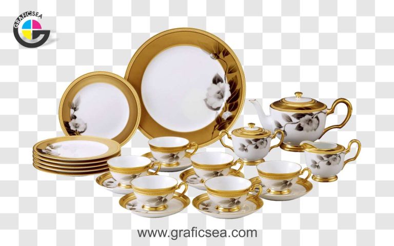 Luxury China White Clay Tea Set PNG Image