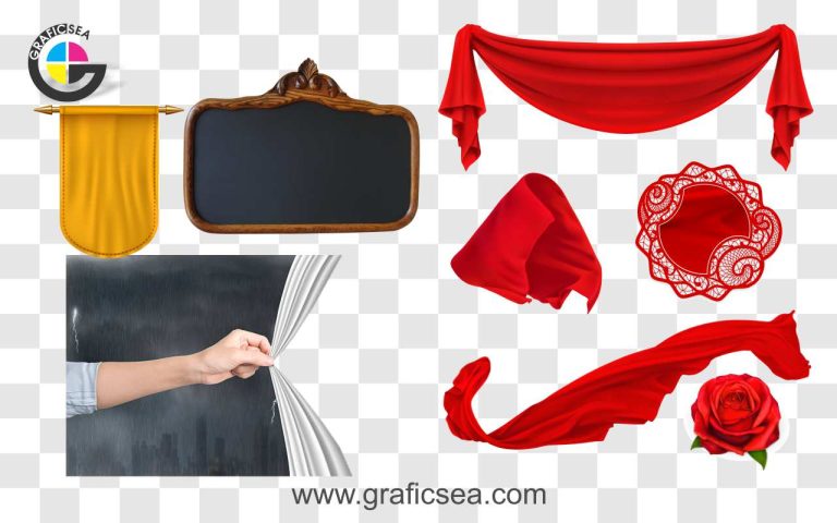 Red Curtain Banner Decor Elements PNG Images