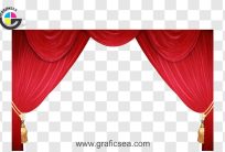 Stage Red Curtain with Ribbons PNG Image