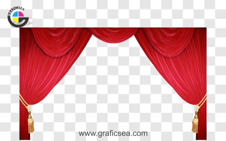 Stage Red Curtain with Ribbons PNG Image