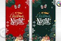 2 Christmas Night Wishing Party Card CDR Vector