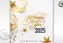 2025 Happy New Year Golden Star Post CDR Design