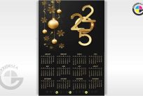 2025 Yearly Printable Black Gold CDR Calendar File