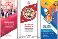 3 Business Concept Roll up Flex Banner CDR Standee Ideas