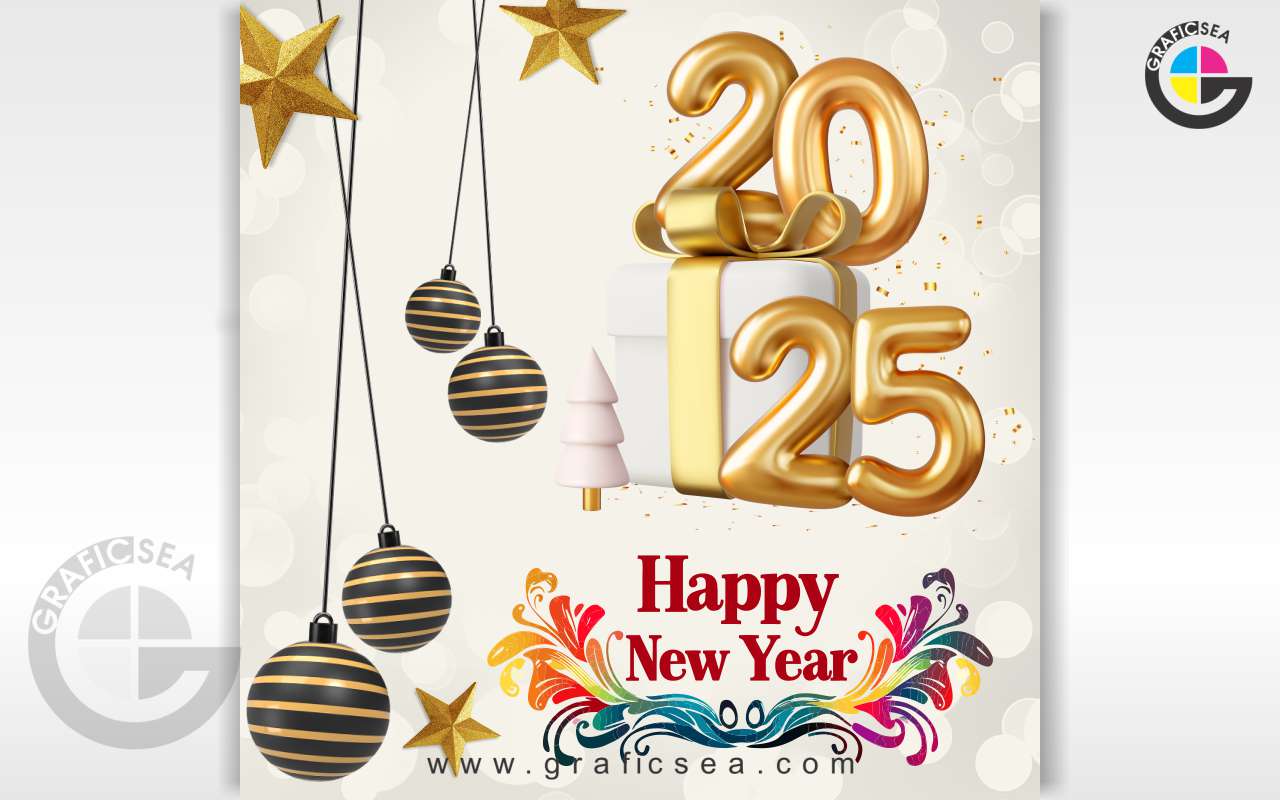 3D Style 2025 New Year Social Media Wish Post CDR Free Download | graficsea 3D Style 2025 New Year Social Media Wish Post CDR