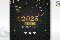 Black Golden New Year 2025 Celebration Post CDR Design