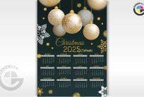 Christmas and New Year 2025 Black Gold Calendar CDR