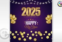 Golden Heart New Year Wish Card 2025 CDR Design