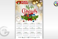 Happy Christmas New Year 2025 Calendar CDR Template