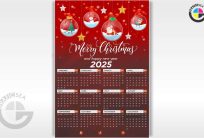 Happy New Year and Merry Christmas 2025 Calendar CDR Vector