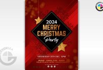 Red 2024 Merry Christmas Party Poster Flyer CDR Vector