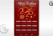 Red Gold Merry Christmas New Year Calendar 2025 CDR Template