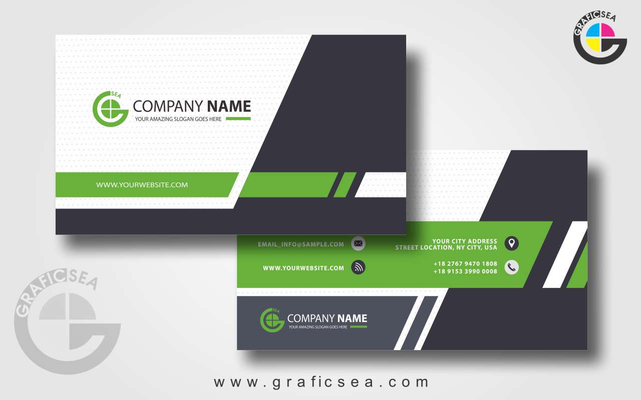 Modern Green Business Card CDR Vector Design Free Download | Graficsea