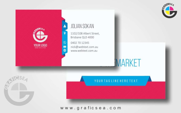 Pink and Blue Stylish Corporate Businees Card CDR File