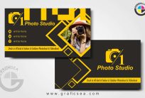 Photo Studio Yellow Gold Black Corporate Business Card CDR File