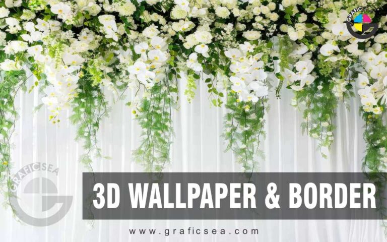 White Flowers Hanging With Curtain Back Decor Image