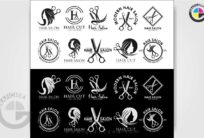 10 Creative Hair Cut Salon Modern Logo Design CDR Vector