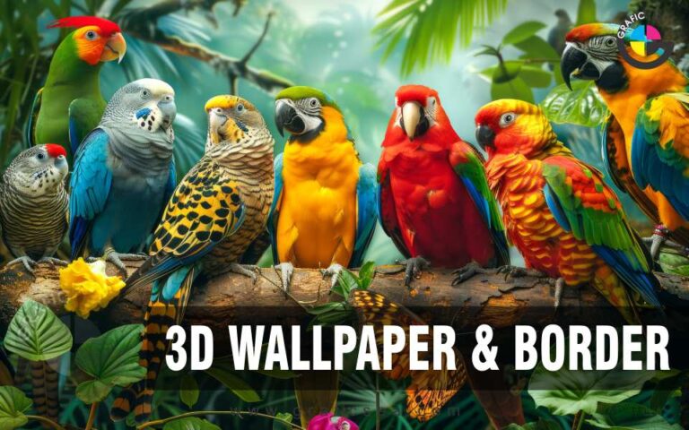Beautiful Parrots Birds Green Jungle Tree Branch Scenery