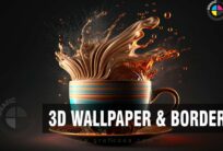 Illustration Art Cup with Coffee Splash Shop Wall 3D Image