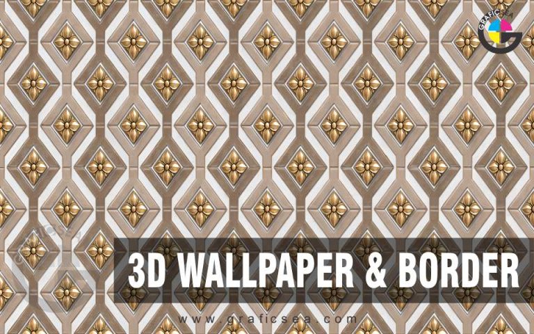 Marble Tiles Golden Flowers Pattern Lines 3D Luxury Wall