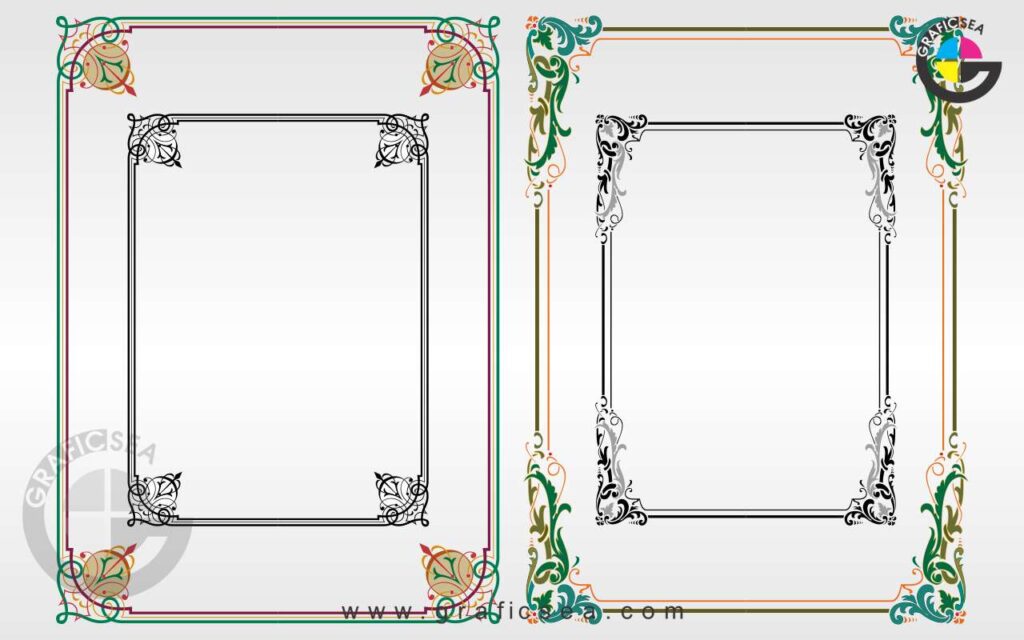 2 Creative Floral Bail Luxury Corner Color Frame CDR Vector | Graficsea