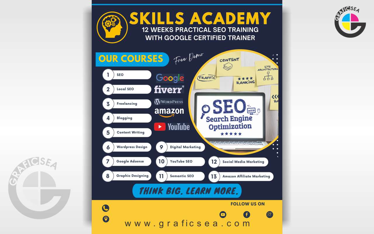 Computer Courses Poster CDR Flex Free Download | Graficsea