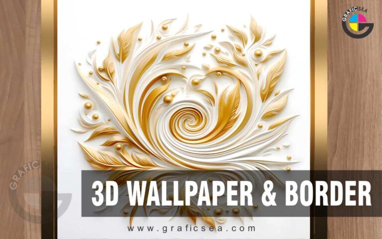 Wood Penal Gold Line Embossed Floral Art 3D Image-