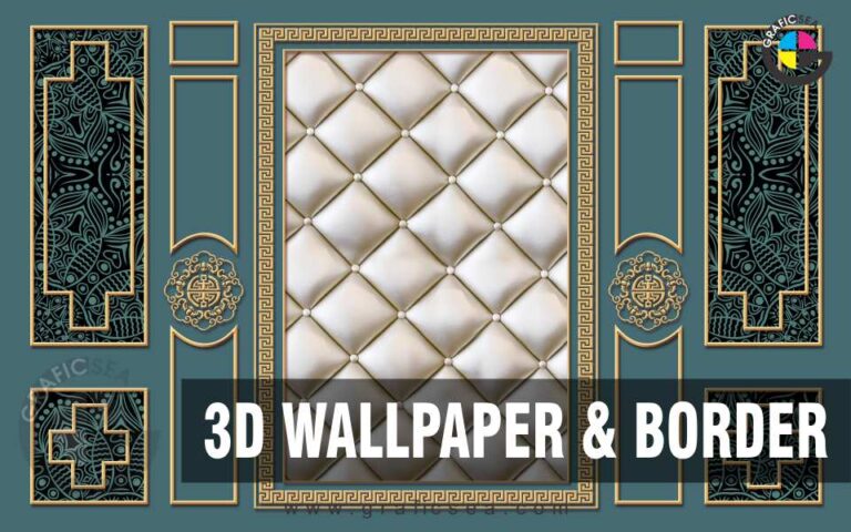Silver Sofa Back Seagreen Golden Frame Art 3D Office Wall